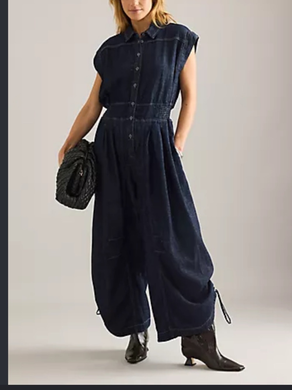 By Anthropologie Denim Ballon Jumpsuit Sz S NWT